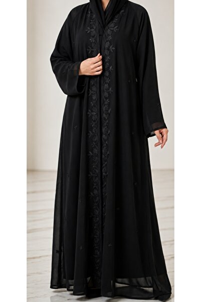 NOUR Abaya with Front Embroidery and Embellishments – Double Klosch Style – I...