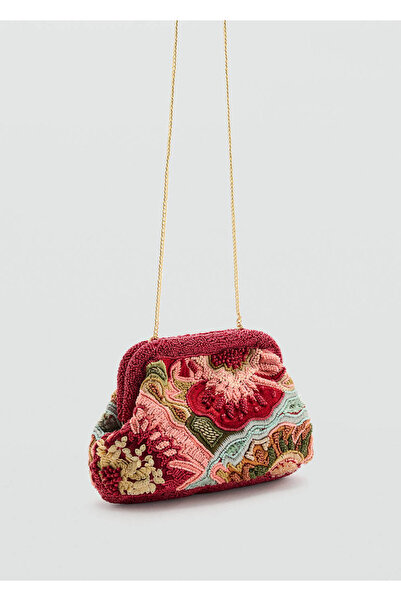 MANGO Woman Clutch bag with multicolor beads