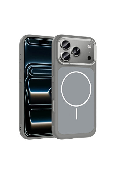 zore Apple iPhone 17 Pro Max Kılıf M-Safe Şarj Özellikli Metal Kamera Çerçeve...