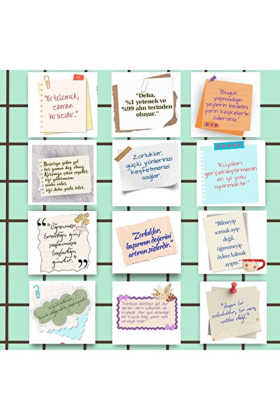Seçkin Trend Education Success Student Kids Motivation 12'Li Card Set-1 10X10...