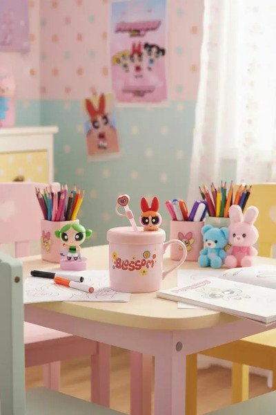 Miniso Powerpuff Girls Licensed Blossom Ceramic Mug 450 ml – Decorative Cup w...