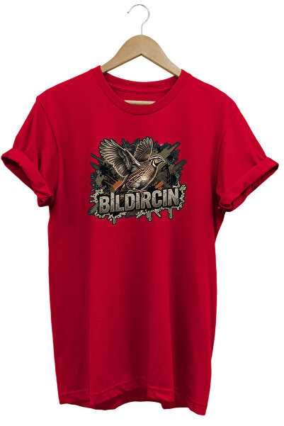WİDİ Quail Graphic Printed Crew Neck Cotton Hunter Nature T-Shirt