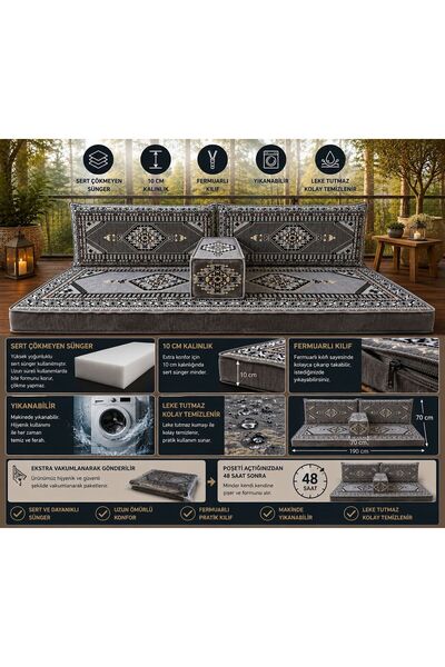md home carpet Şark Köşesi Minder Takımı Yıkanabilir Fermuarlı Sert Süngerli ...