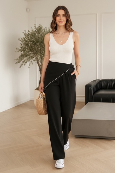 BELISTIL Elegantne pantalone sa detaljima suknje od šljokica