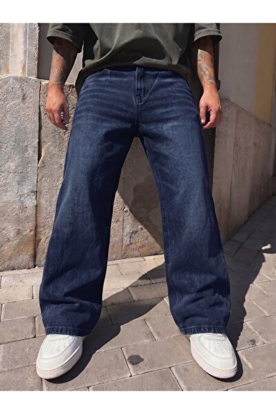 WKM Men's Baggy Washed Denim Jean Pants