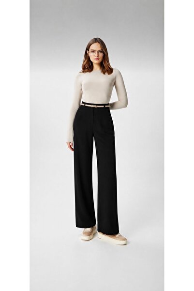 RESSHO Women's Belt Detailed Palazzo Trousers