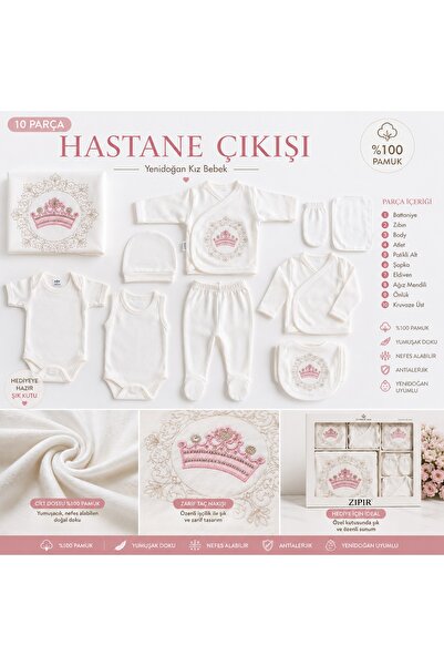 Zıpır Newborn Baby Girl Hospital Release Set of 10