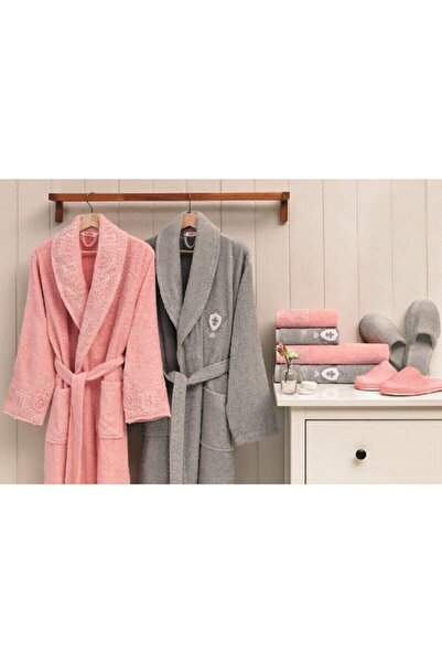 Özdilek Wedding Family Bathrobe Set Gray-Powder 3454