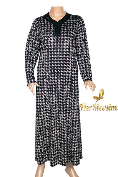 HESNA Women's Demet Plus Size Black Dress with Cups Pattern 13