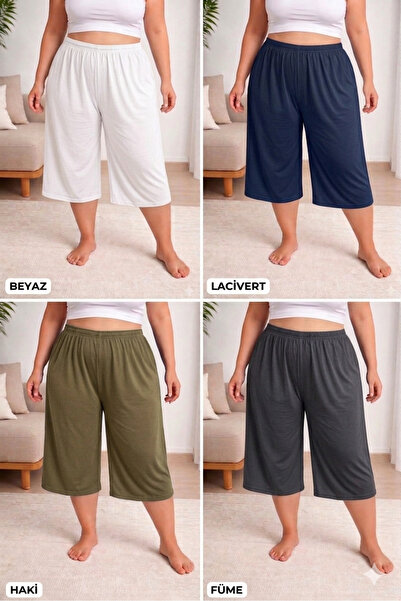 SEWANO 4-Piece Oversize Combed Cotton Capri Shorts – Plus Size