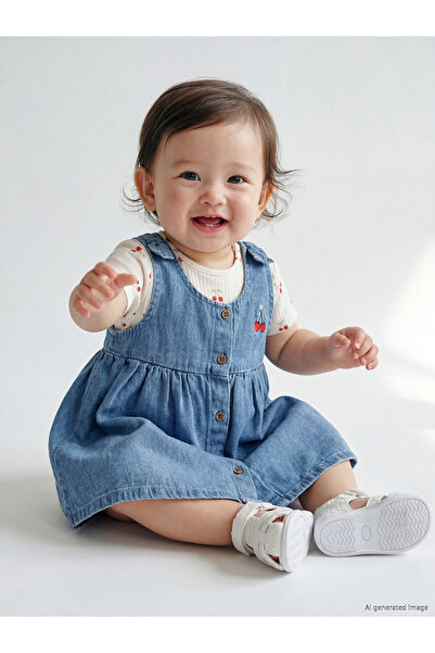 LC Waikiki Trendlucky with Difference Baby Girl Denim Dress and T-Shirt