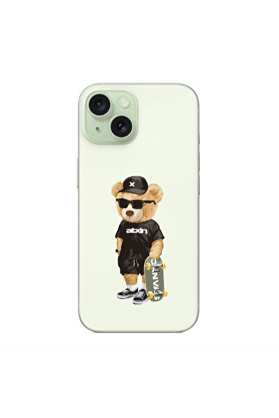 Other Apple iPhone 15 Plus Bear with glasses Transparent Silicone TPU Θήκη