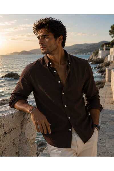 YNGMENCLASS Fit Cut Cotton Linen, Breathable, Light Textured, Button-Up Colla...