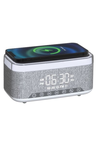 OEM Radio portabil cu ceas, 10W, încărcare wireless de 15W, FM, baterie