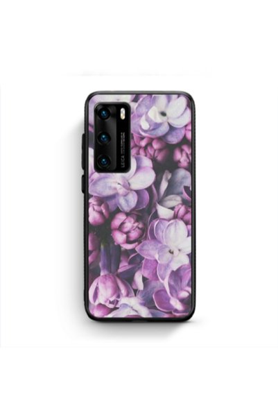 Other Huawei P40 Purple Flowers Black Glossy Θήκη