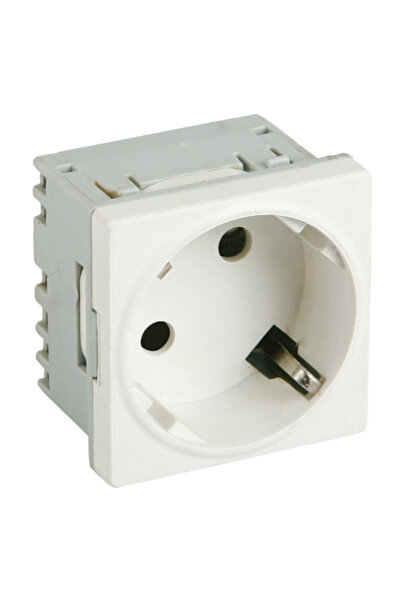 DLX Modular Schuko socket with grounding, white - DLX-245-45
