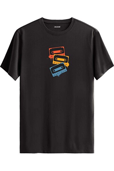 Colermi Retro Cassette Design Nostalgic Printed T-Shirt
