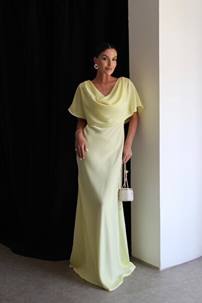 Julidress Degaje Collar Maxi Long Length Premium Satin Dress
