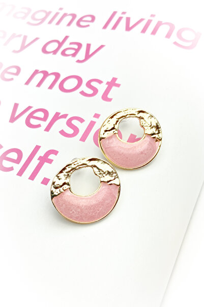 roshel Pembe Gold Renk Daire Küpe