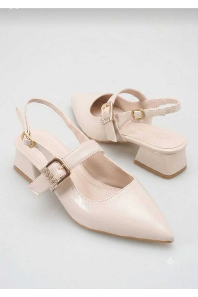 moda rees Women's Tesla Patent Leather 3 cm Block Heel Shoes