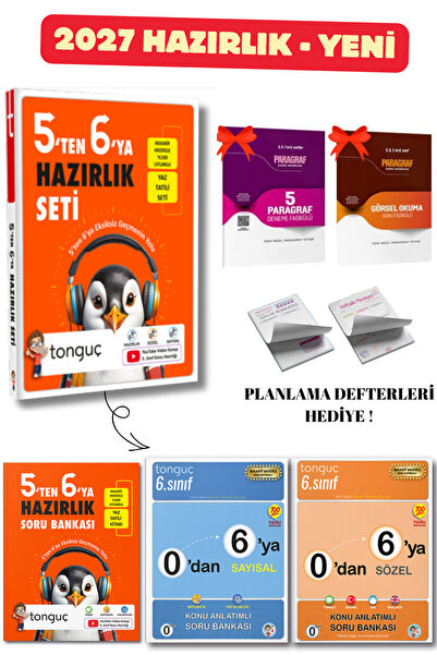 Tonguç Yayınları 6. Sınıf 5'Ten 6'ya Hazırlık Tekrar Seti Tonguç 3 Kitap ve P...