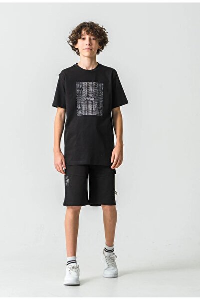 Yağmur Giyim Mışıl New York City Printed Pocket Shorts Boys' Short Sleeve Set...