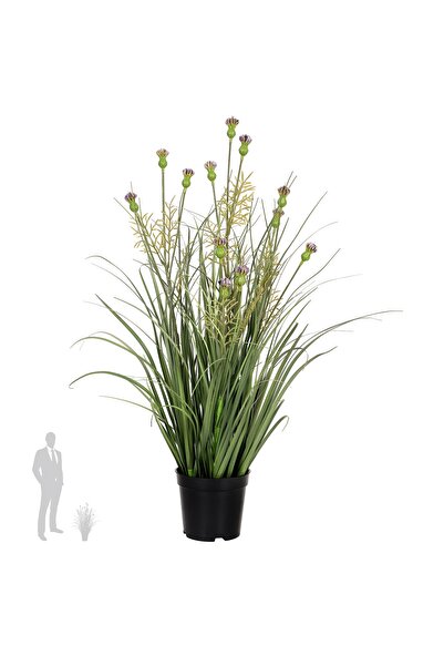Roberto Rossi Iarba artificiala Onion 60 cm cu 4 flori de crizantema mov
