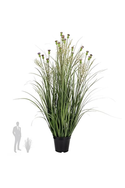 Roberto Rossi Iarba artificiala Onion 80 cm cu 5 flori de crizantema mov