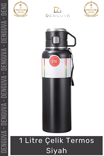 Denguva #Termos Paslanmaz Vakumlu Yalıtım Mat Sızdırmaz 304 Kalite 1000ml 1 L...