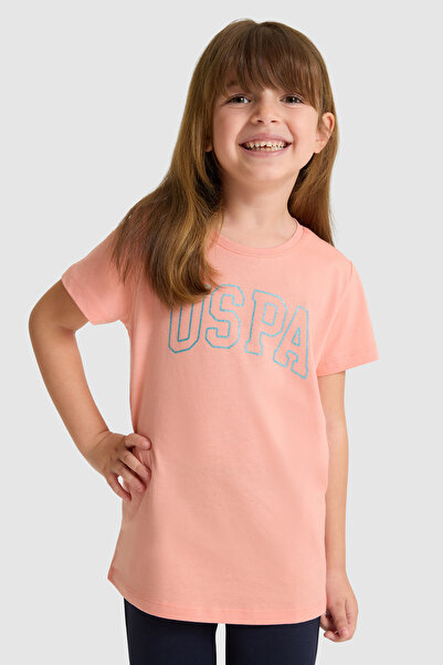 U.S. Polo Assn. Kız Çocuk Bisiklet Yaka Somon Basic Tişört 50325631-VR204