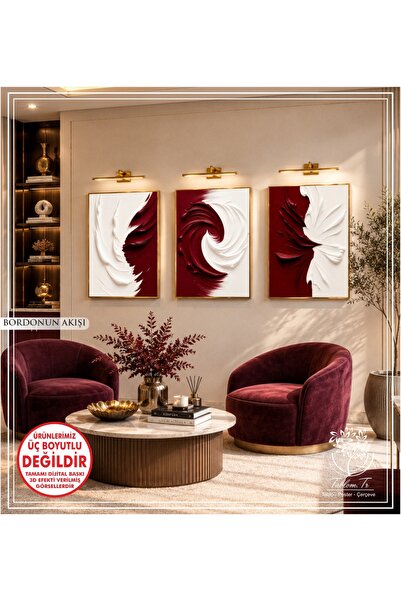 Tablomtr Bordonun Akışı - Dijital Baskılı Gold Metal Çerçeveli Gerçek Camlı 3...