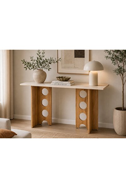 N.zone Modern Dining Table with Stylish Geometric Base Design, Combining Dura...