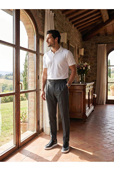 LUMAST Pantaloni din țesătură plisată, în tendința stilului Old Money