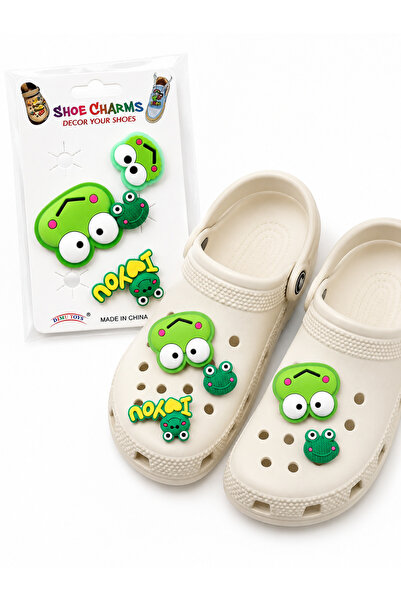 Lilith Takı Cute Frog Slippers Decoration Set of 4 – Pvc Shoe Accessory Compa...