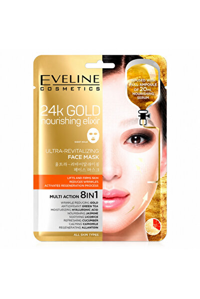 Eveline Mască de față 8 în 1 Elixir nutritiv cu aur 24K