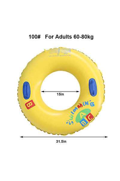 Choice1 100-Yellow-ABC حلقة سباحة ABC سميكة قابلة للنفخ، عوامة مسبح، أنبوب سب...