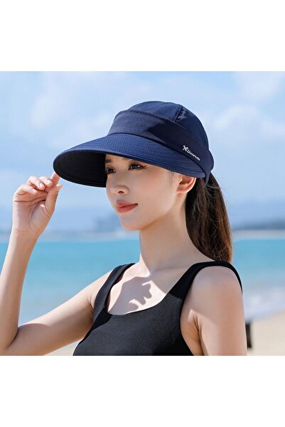 Choice6 navy blue Women Summer Sun Hat Casual Foldable Wide Brim Detachable E...