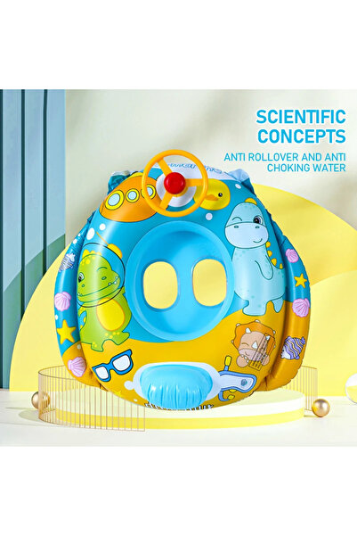 Choice1 Blue Cartoon Swimming Ring Baby Water Toy with Steering Wheel Summer ...