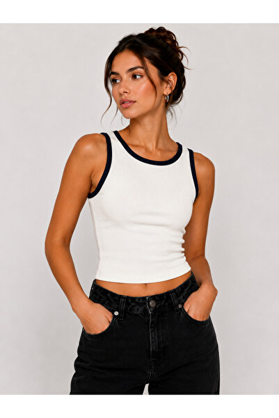 FİFTY ONE Women's Camisole Crop Athlete Top Crew Neck Stretch Fabric Basic Cr...