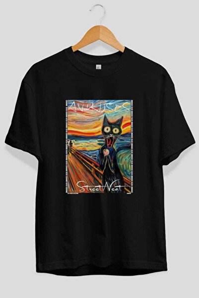 Ankhises Μπλουζάκι  "For the Love of Cats " με 23 σχέδια γάτας, μαύρο, oversi...