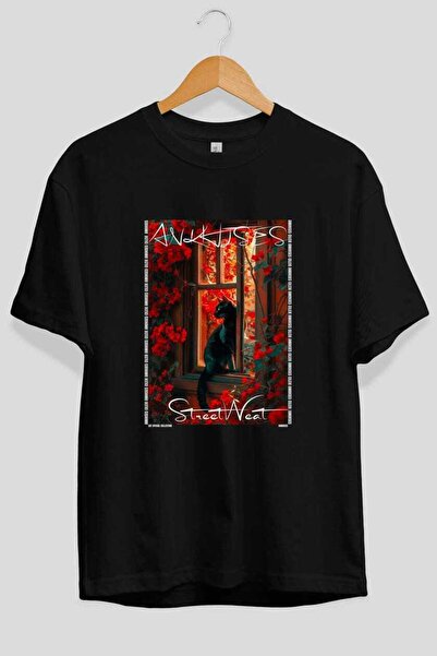 Ankhises Μπλουζάκι  "For the Love of Cats " με 85 σχέδια γάτας, μαύρο, υπερμε...