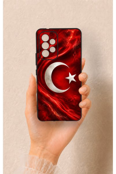 Vip Case Samsung A53 Compatible Turkish Flag Patterned Silicone Case