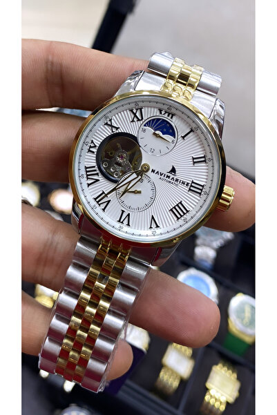 Navimarine Automatic Mechanism Steel Skeleton Dial Men's Wristwatch