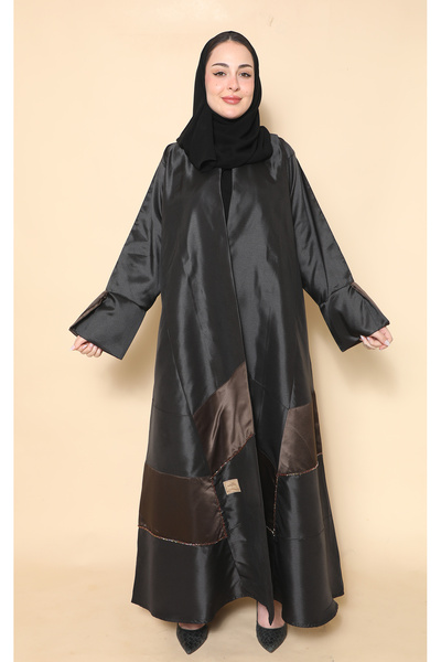 Stylish Fashion عباية من ستايلش فاشن نواعم لف باللون الاسود بتدخيلات مع شك ناعم