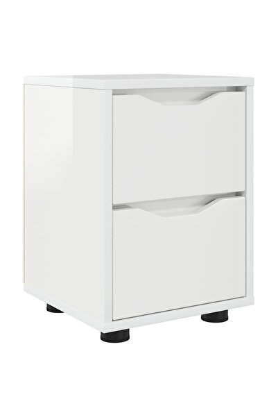 vidaxl Noptieră cu sertar Alb lucios 30,5 x 30 x 43 cm Lemn compozit