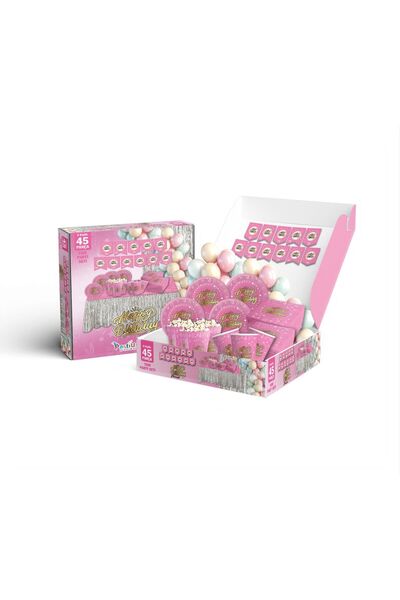 luvissi shelves Happy Birthday Pink Birthday Party Set for 8 People 45 Pieces