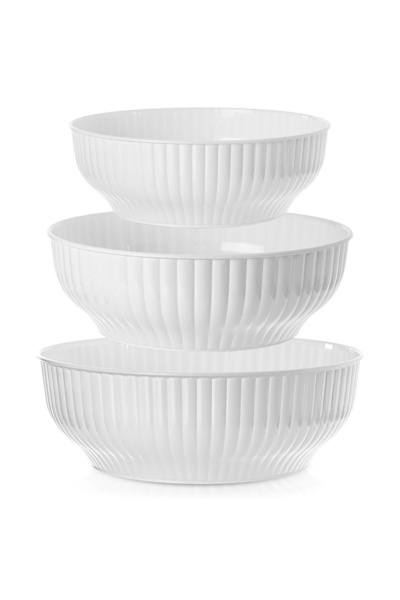 Orion Set de 3 boluri de bucătărie din plastic alb