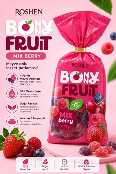 Roshen Bonny Fruit Karışık Meyve Aromalı Yumuşak Şekerleme 200 Gr