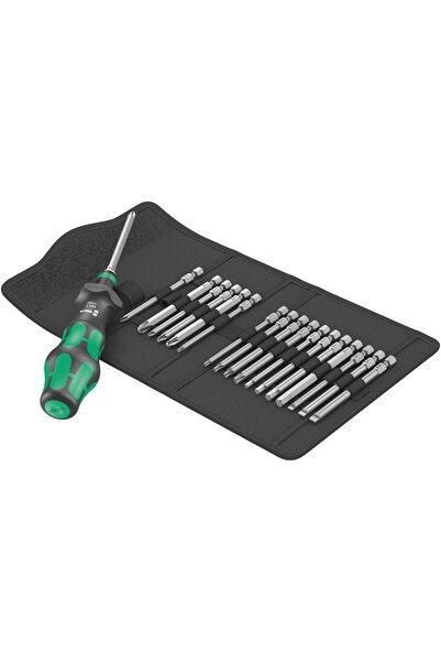 wera 18-Piece 1/4" Screwdriver Bit Set with Kraftform Turbo Handle