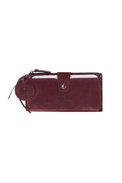 BloominBag Burgundy Still Lozan Genuine Suede Crossbody Wallet Bag with Phone...